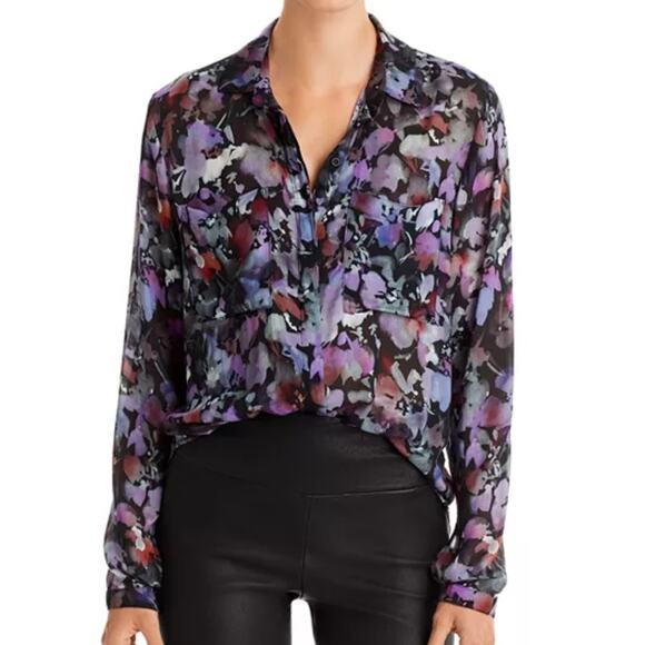 Bella Dahl Full Button Down Hipster Blouse in Evening Floral - Picture 1 of 16